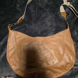 Anthropologie Tan Leather Hobo Bag